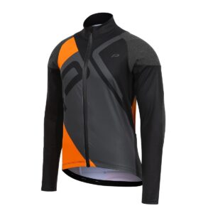 Langarmtrikot Herren P-Stain in Neonorange, Vorderansicht
